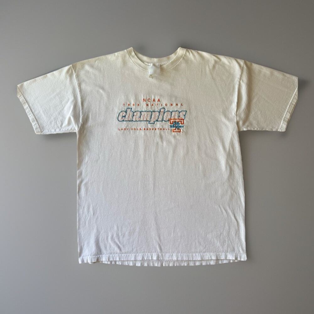 Vintage Tennessee Volunteers National Champions Shirt XL White 90s Basketball